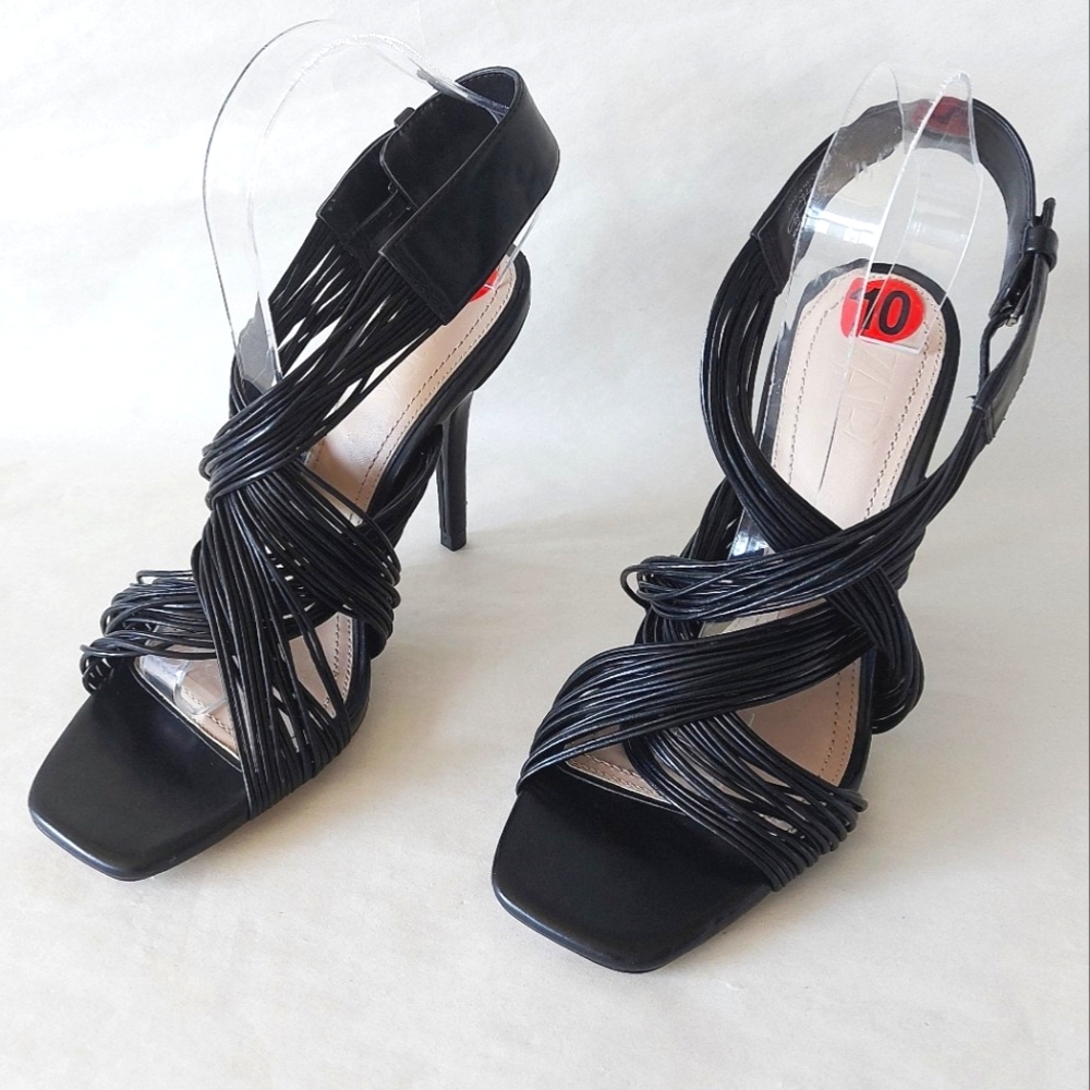 Zara Black Strappy High Heel Sandals